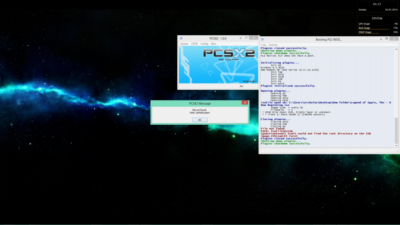 pcsx2 iso file not founds